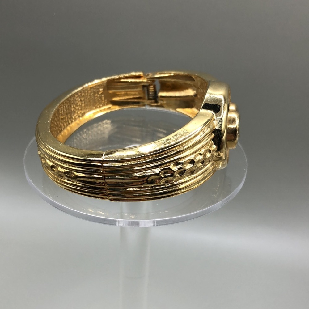 Vintage infinity knots statement style clamper bracelet gold costume jewelry - Picture 4 of 8